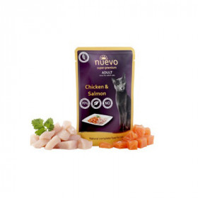 Nuevo Super Premium Chicken and Salmon Храна за котки над 1 година с пилешко и сьомга 85 гр (пауч)